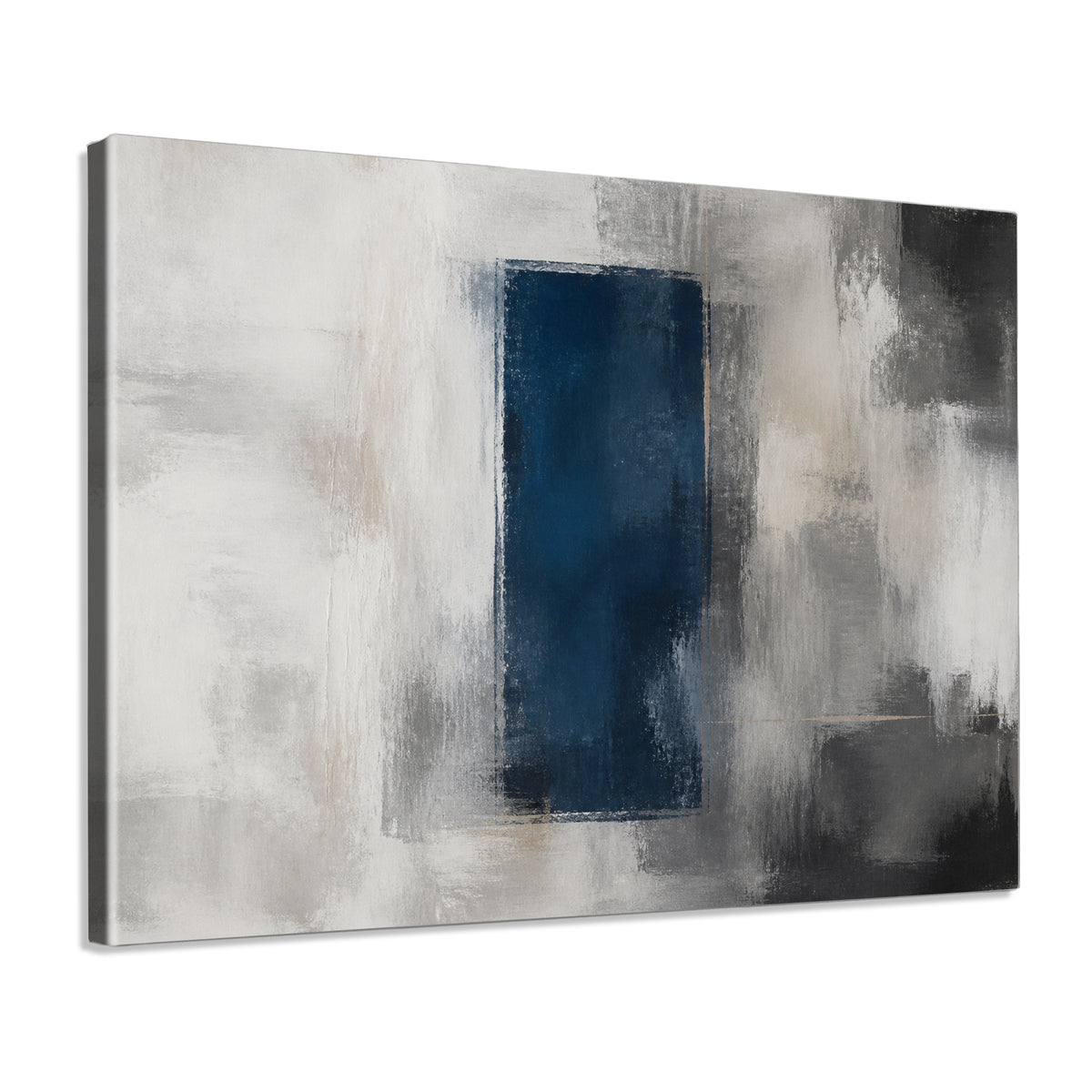 INVIN ART Framed Canvas 100% Handpainted Oil Painting Deep Blue Panel Wall Art