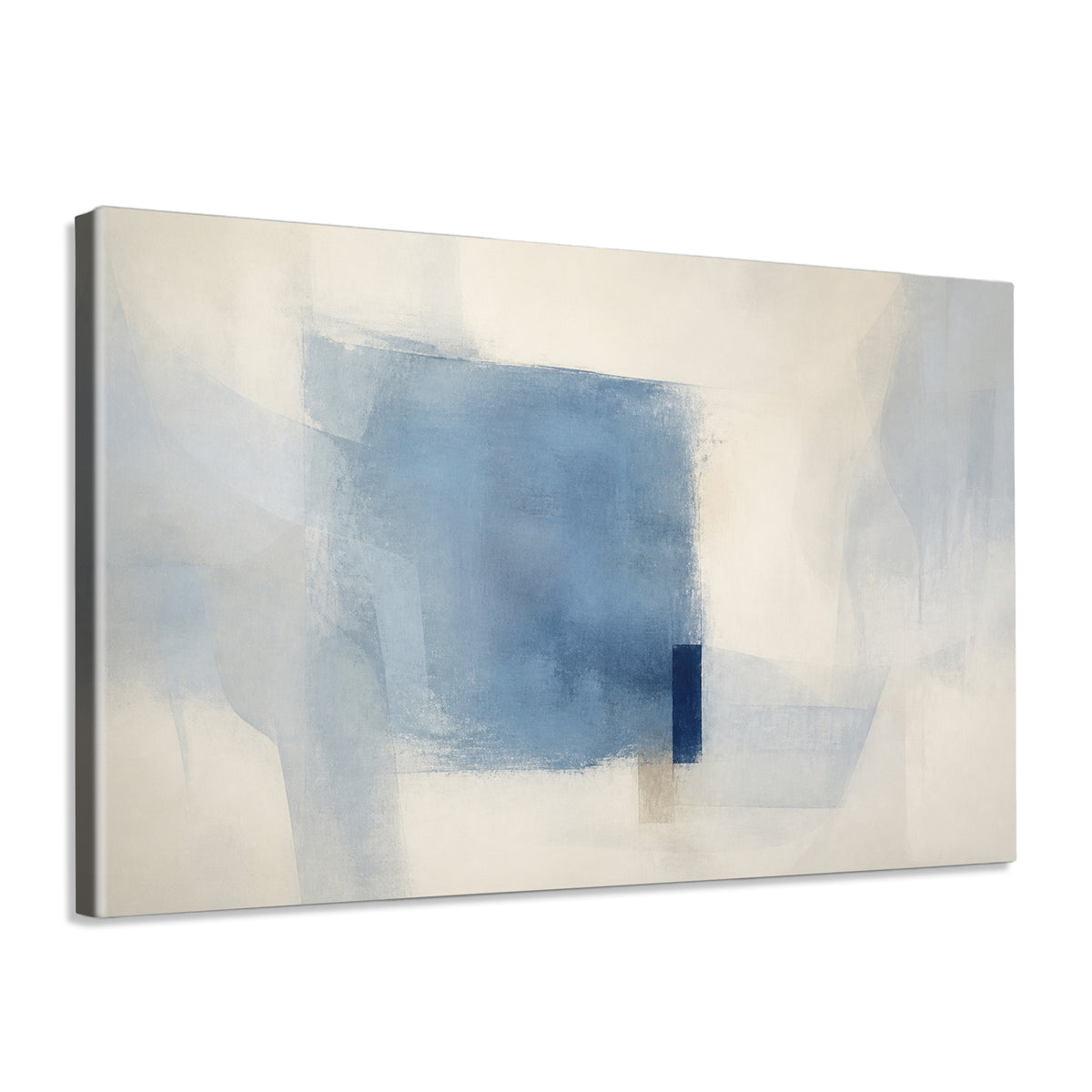 INVIN ART Framed Canvas 100% Handpainted Oil Painting Pale Blue Overlap Wall Art