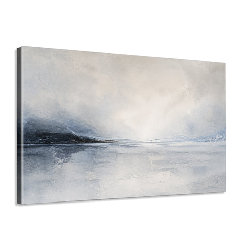 INVIN ART Framed Canvas 100% Handpainted Oil Painting Clear Lake and Distant Mountains Wall Art