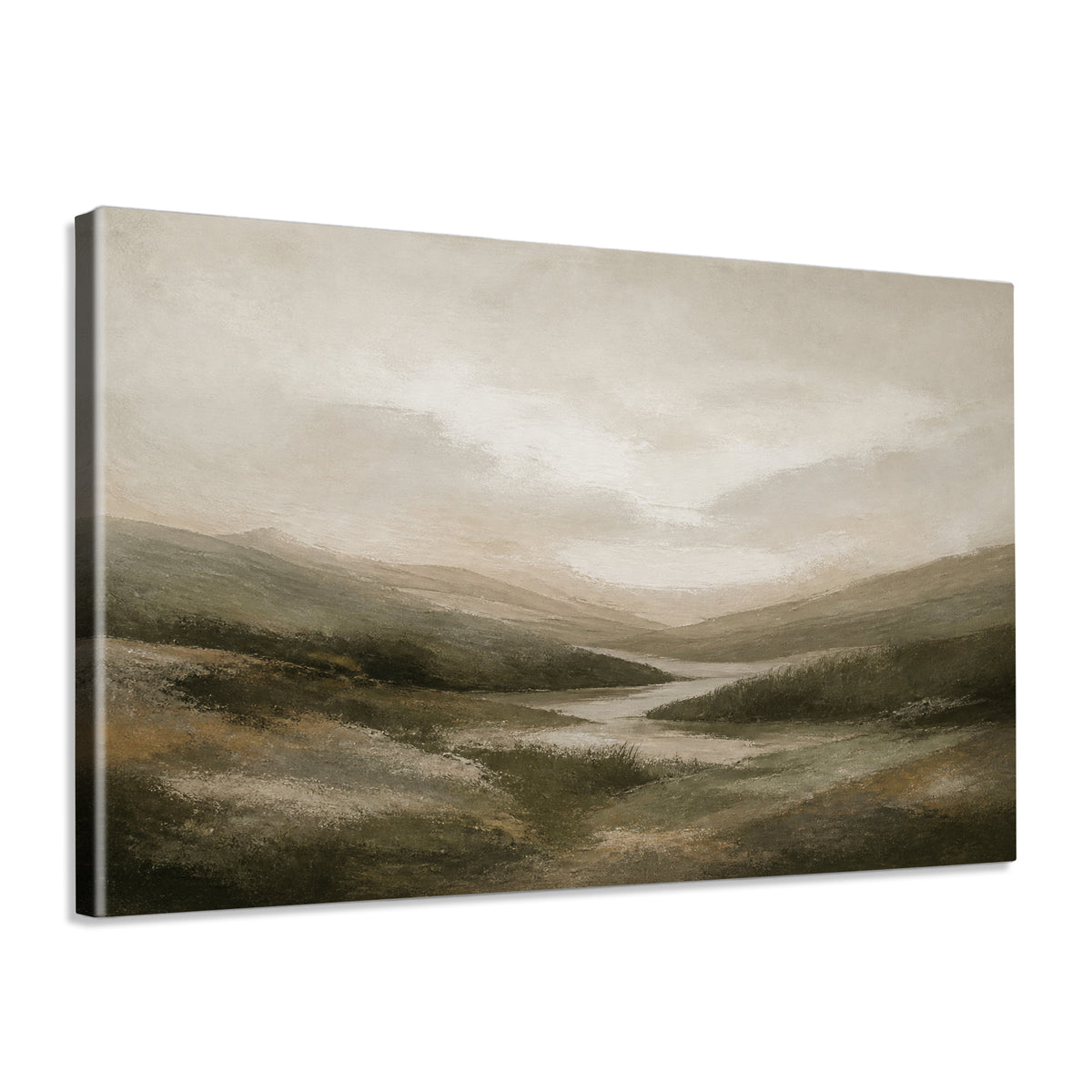 INVIN ART Framed Canvas 100% Handpainted Oil Painting Stream Through the Valley Wall Art