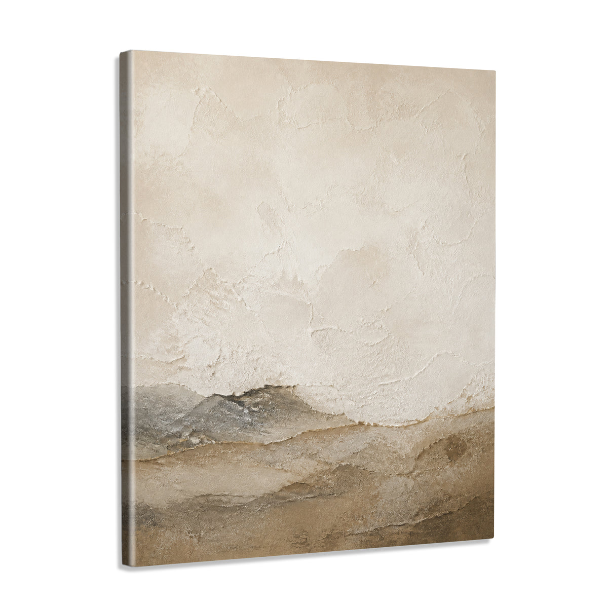 INVIN ART Framed Canvas 100% Handpainted Oil Painting White Clouds Above Low Hills Wall Art