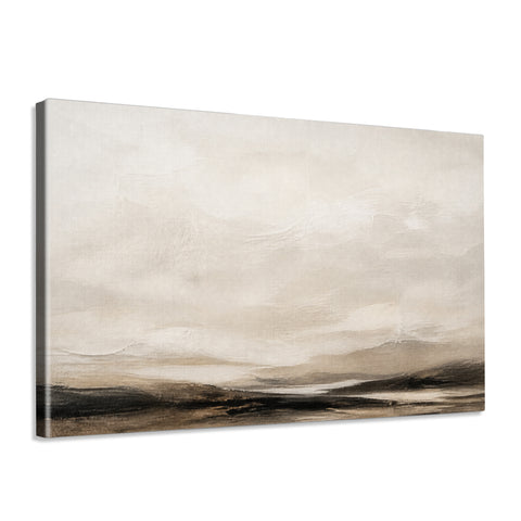 INVIN ART Framed Canvas 100% Handpainted Oil Painting Clouds Over Open Land Wall Art
