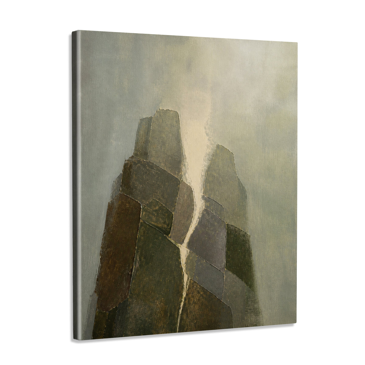 INVIN ART Framed Canvas 100% Handpainted Oil Painting Standing Stone Peaks Wall Art