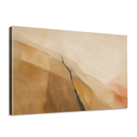 INVIN ART Framed Canvas 100% Handpainted Oil Painting Dark Line Through Ochre Slopes Wall Art