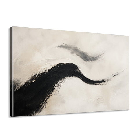 INVIN ART Framed Canvas 100% Handpainted Oil Painting Two Flowing Strokes Wall Art