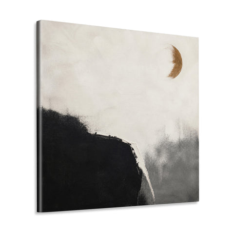 INVIN ART Framed Canvas 100% Handpainted Oil Painting Ochre Moon and Dark Shore Wall Art