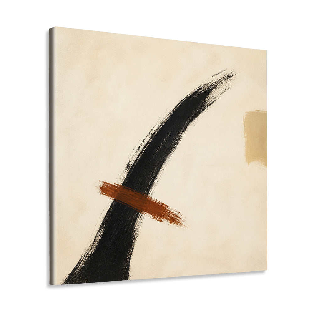 INVIN ART Framed Canvas 100% Handpainted Oil Painting Ink Arc and Rust Line Wall Art