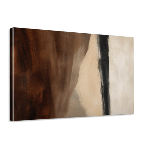 INVIN ART Framed Canvas 100% Handpainted Oil Painting Brown Fields and a Dark Line Wall Art
