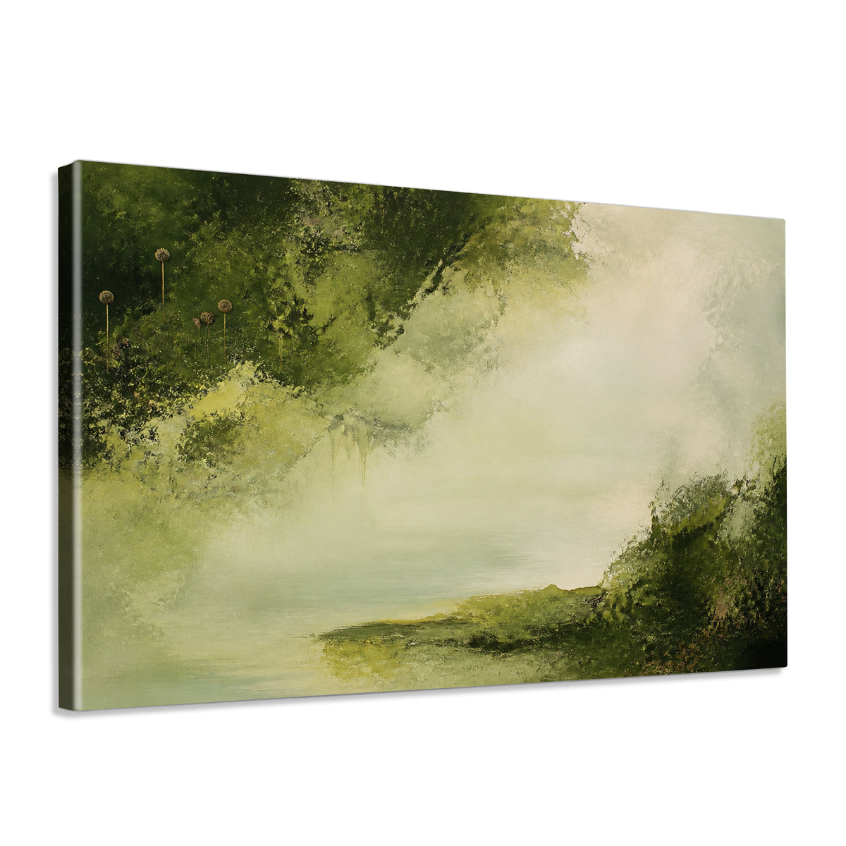INVIN ART Framed Canvas 100% Handpainted Oil Painting Water Beneath the Woodland Canopy Wall Art