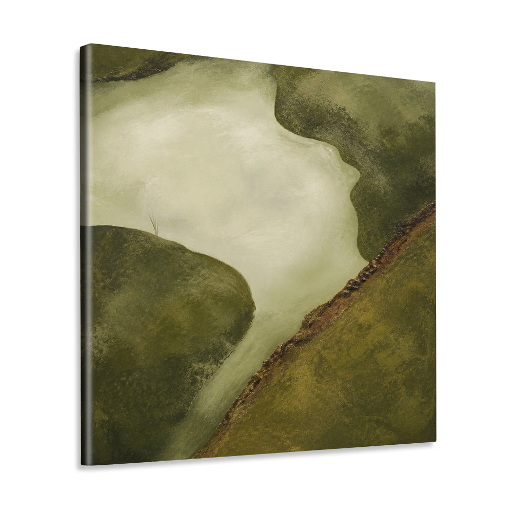 INVIN ART Framed Canvas 100% Handpainted Oil Painting Winding Water from Above Wall Art