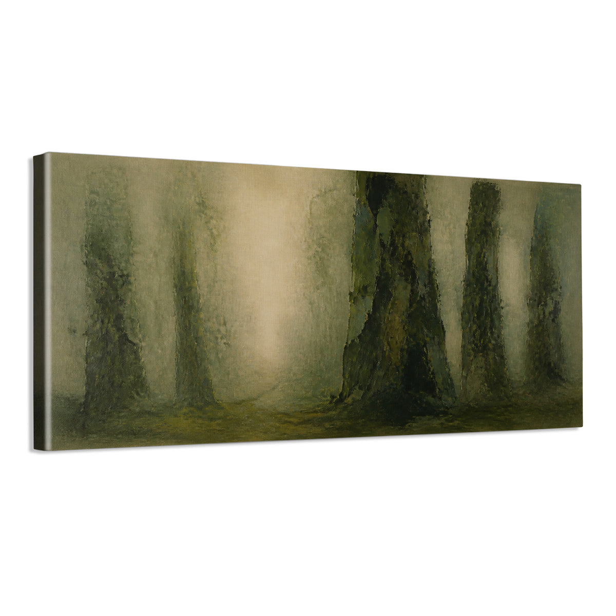 INVIN ART Framed Canvas 100% Handpainted Oil Painting Light in the Old Forest Wall Art