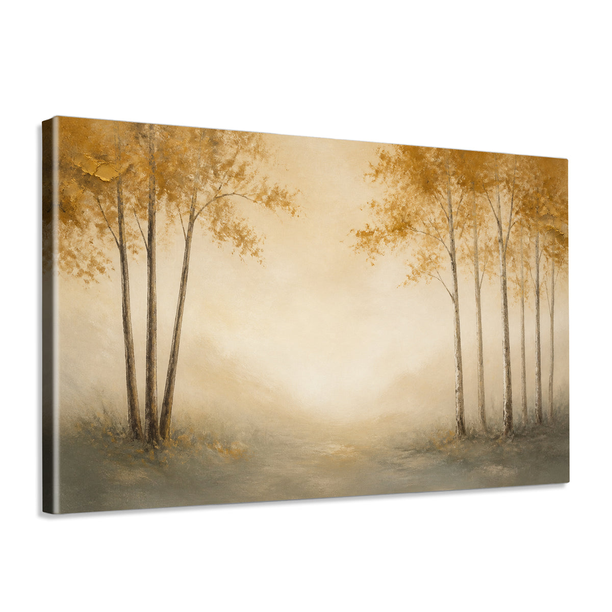 INVIN ART Framed Canvas 100% Handpainted Oil Painting Path Through Autumn Trees Wall Art