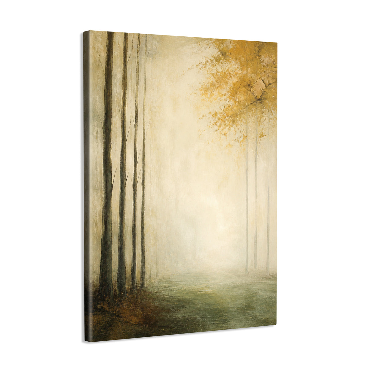 INVIN ART Framed Canvas 100% Handpainted Oil Painting Morning Light at the Forest Edge Wall Art