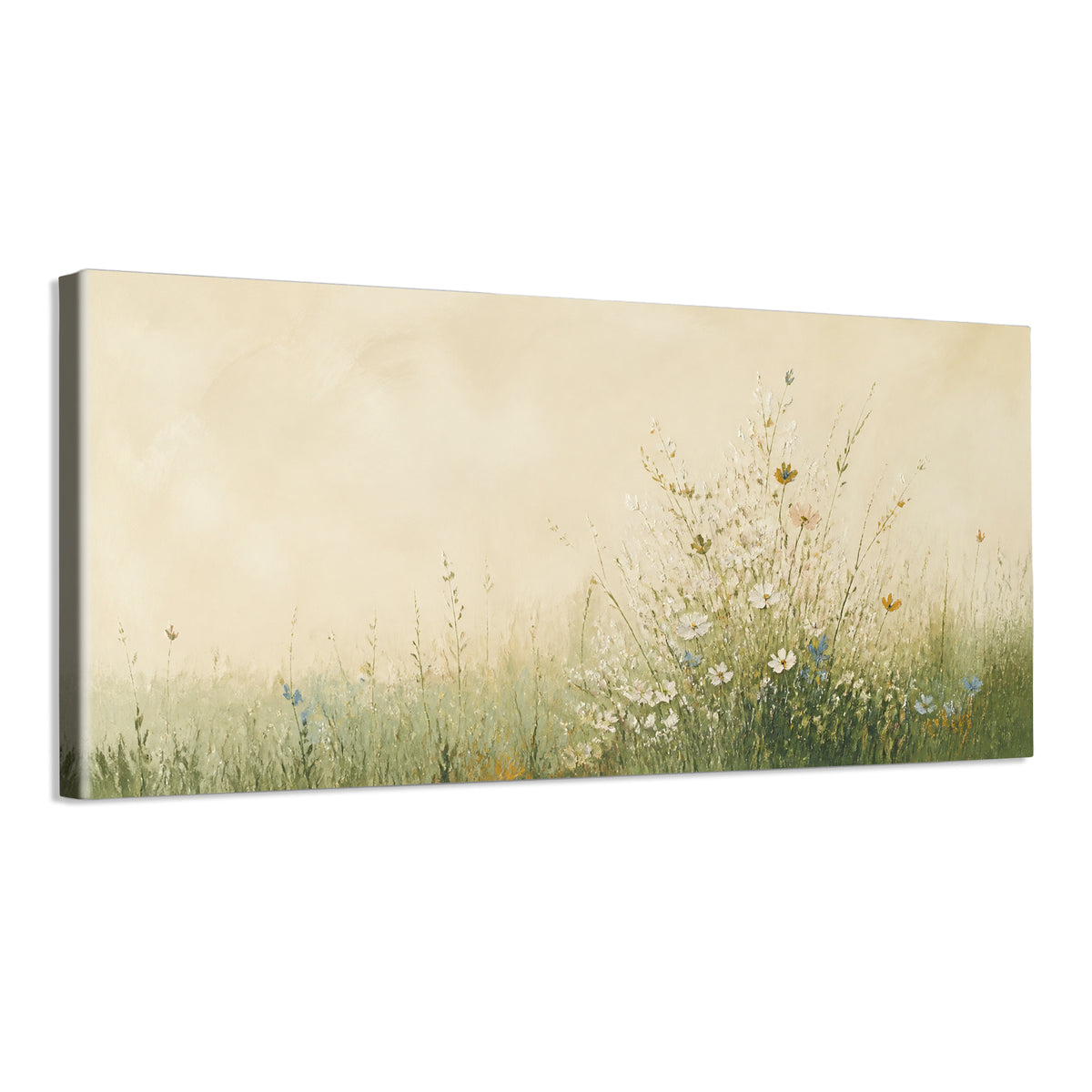 INVIN ART Framed Canvas 100% Handpainted Oil Painting Wildflowers in Warm Light Wall Art