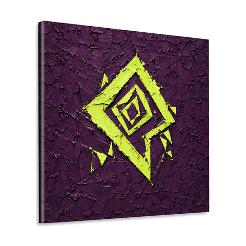 INVIN ART Framed Canvas 100% Handpainted Oil Painting Lime Diamond on Purple Wall Art