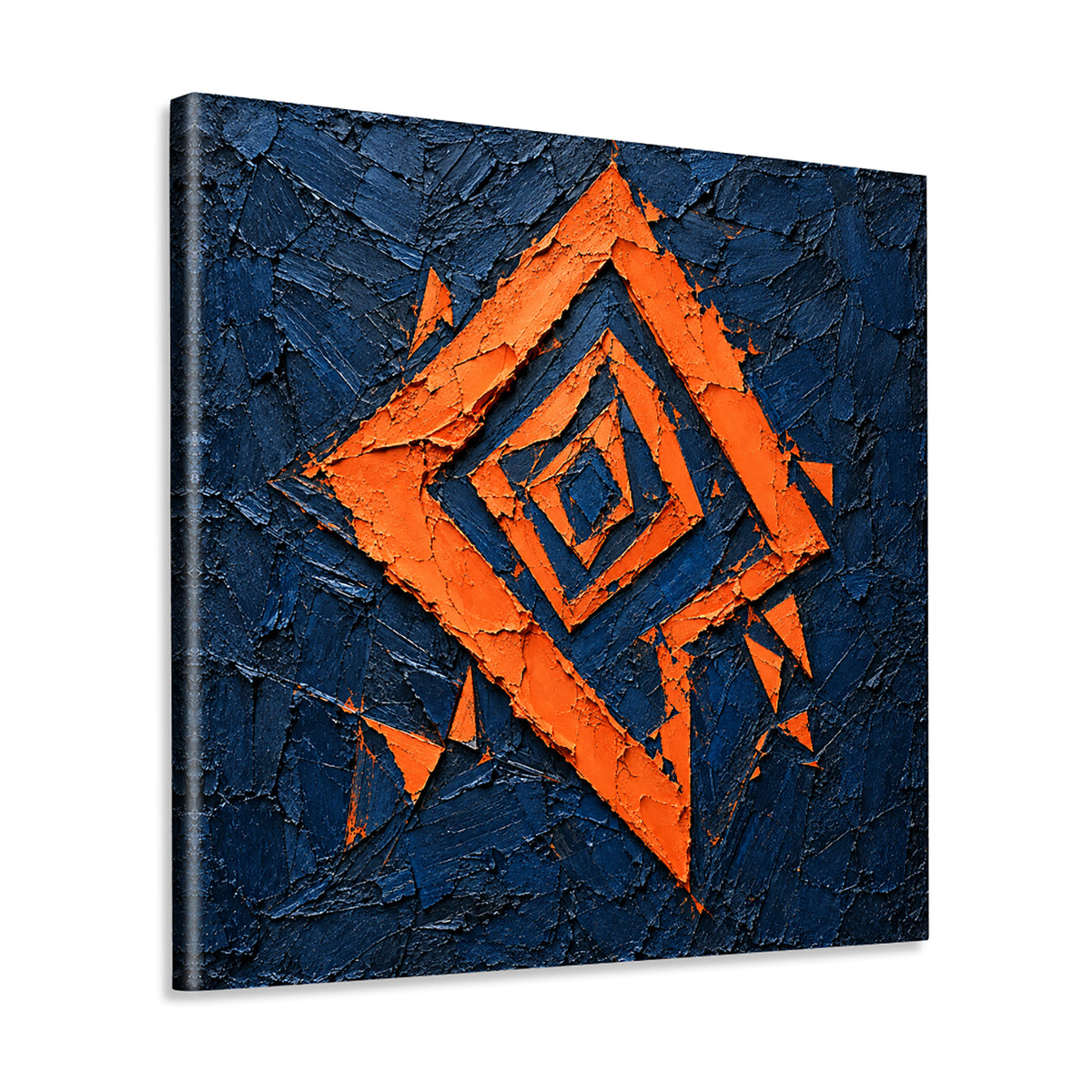 INVIN ART Framed Canvas 100% Handpainted Oil Painting Orange Diamond Fragments Wall Art