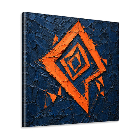 INVIN ART Framed Canvas 100% Handpainted Oil Painting Orange Diamond Fragments Wall Art