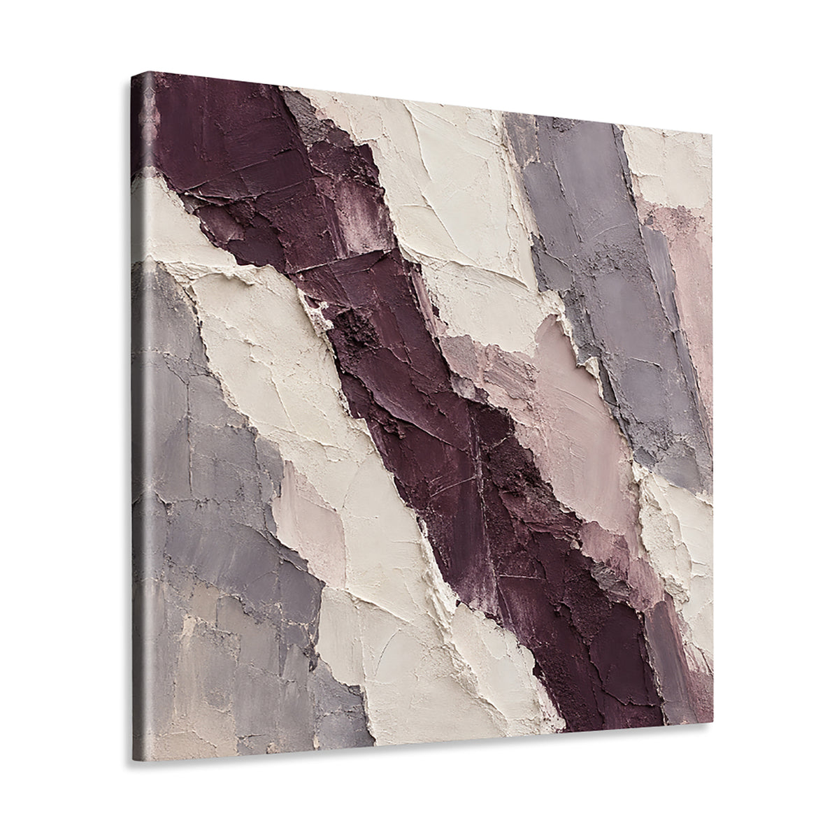 INVIN ART Framed Canvas 100% Handpainted Oil Painting Plum-Colored Strata Wall Art