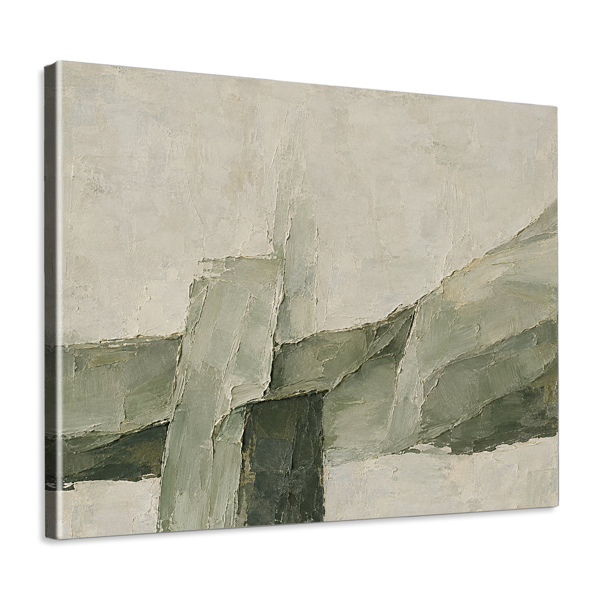 INVIN ART Framed Canvas 100% Handpainted Oil Painting Green Stone Intersections Wall Art