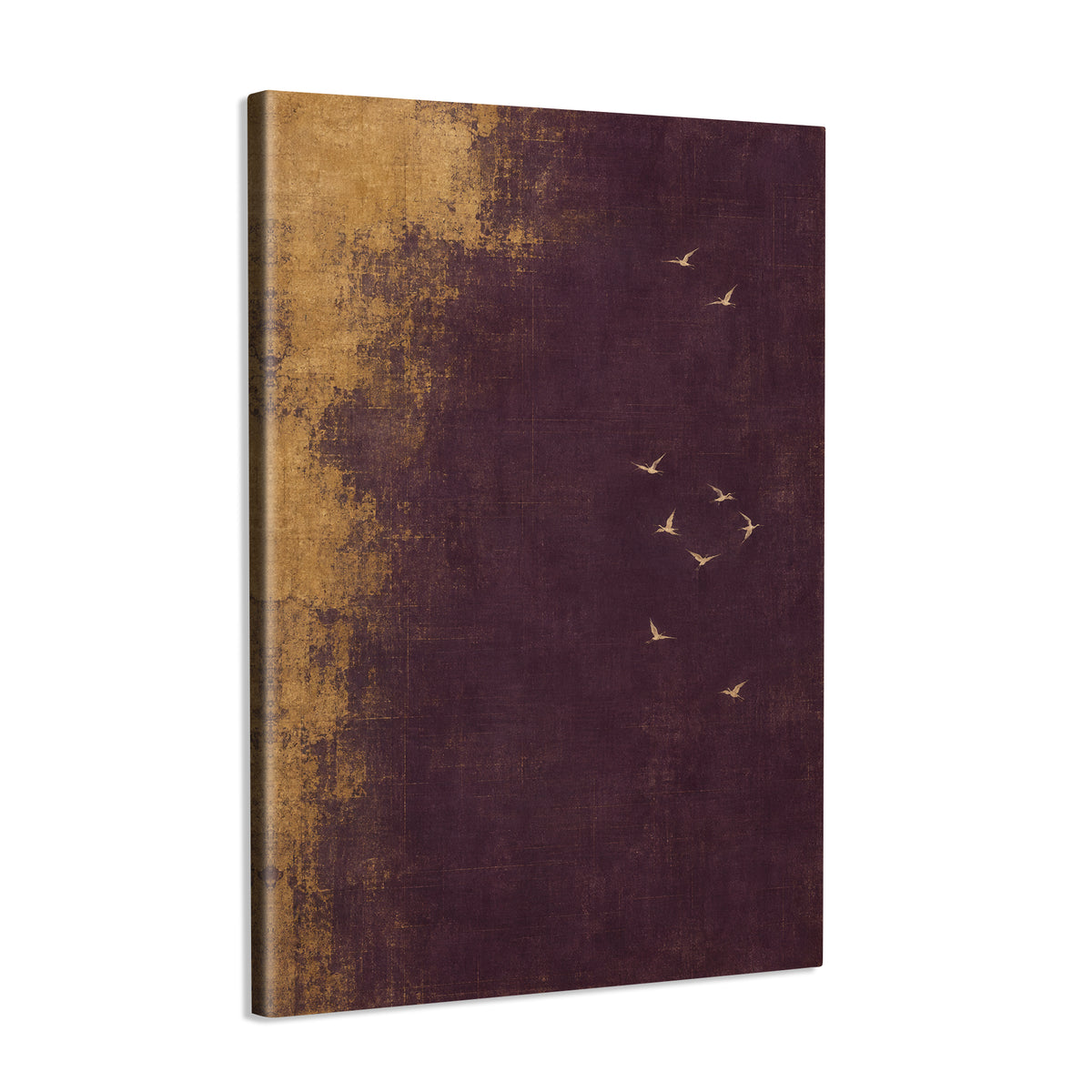 INVIN ART Framed Canvas 100% Handpainted Oil Painting Pale Wings in Plum and Gold Wall Art