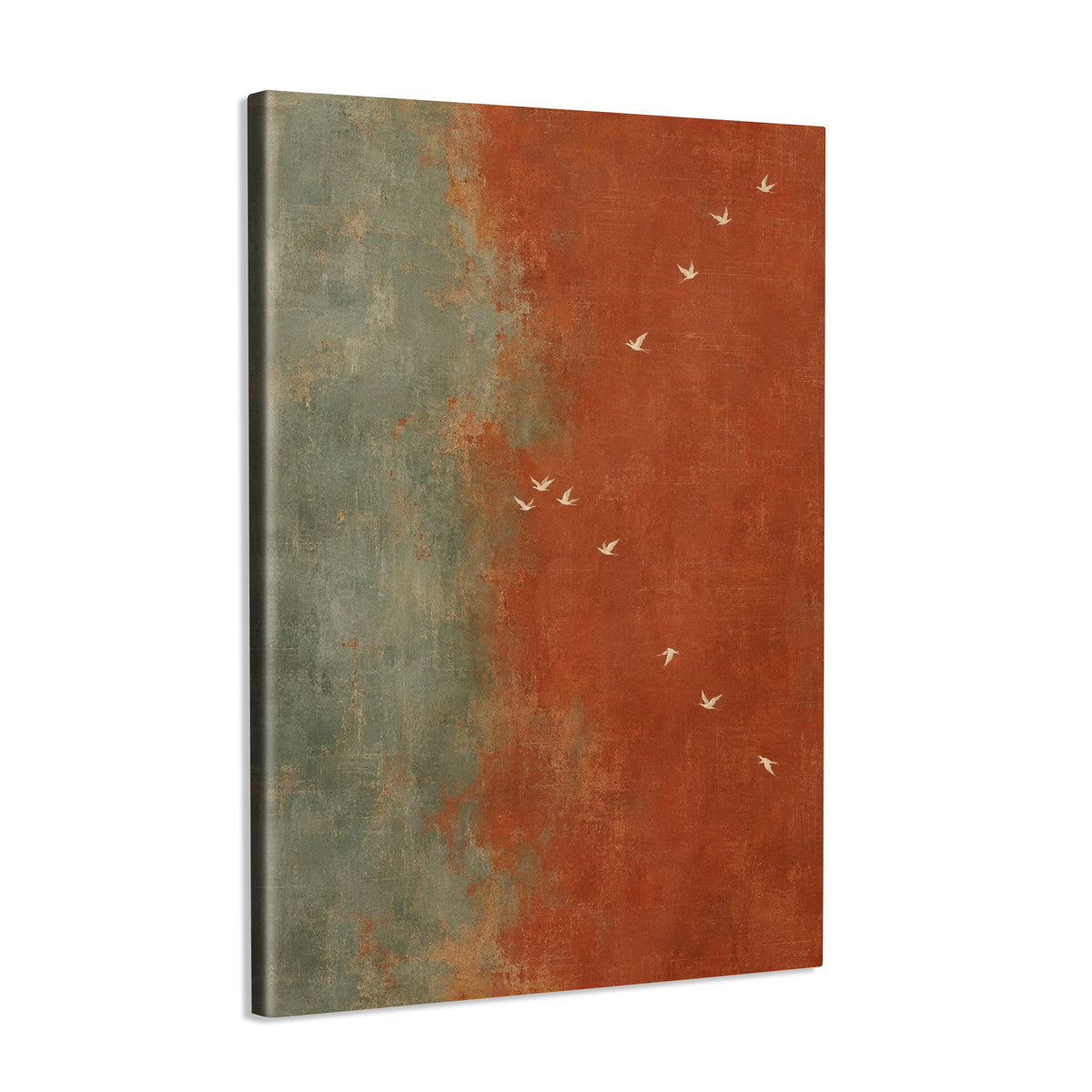 INVIN ART Framed Canvas 100% Handpainted Oil Painting White Birds in the Rust Breeze Wall Art