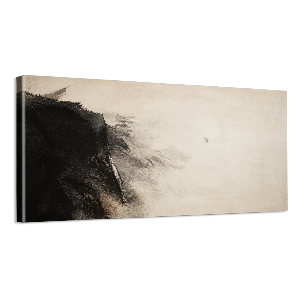 INVIN ART Framed Canvas 100% Handpainted Oil Painting Wind from the Left Bank Wall Art