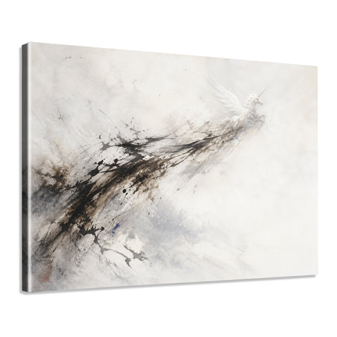 INVIN ART Framed Canvas 100% Handpainted Oil Painting Unicorn in Ink and Mist Wall Art