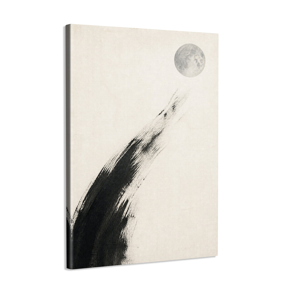INVIN ART Framed Canvas 100% Handpainted Oil Painting Moon Descending into White Wall Art