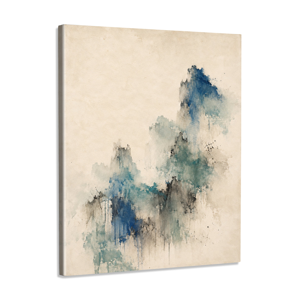 INVIN ART Framed Canvas 100% Handpainted Oil Painting Blue Green Memory Wall Art
