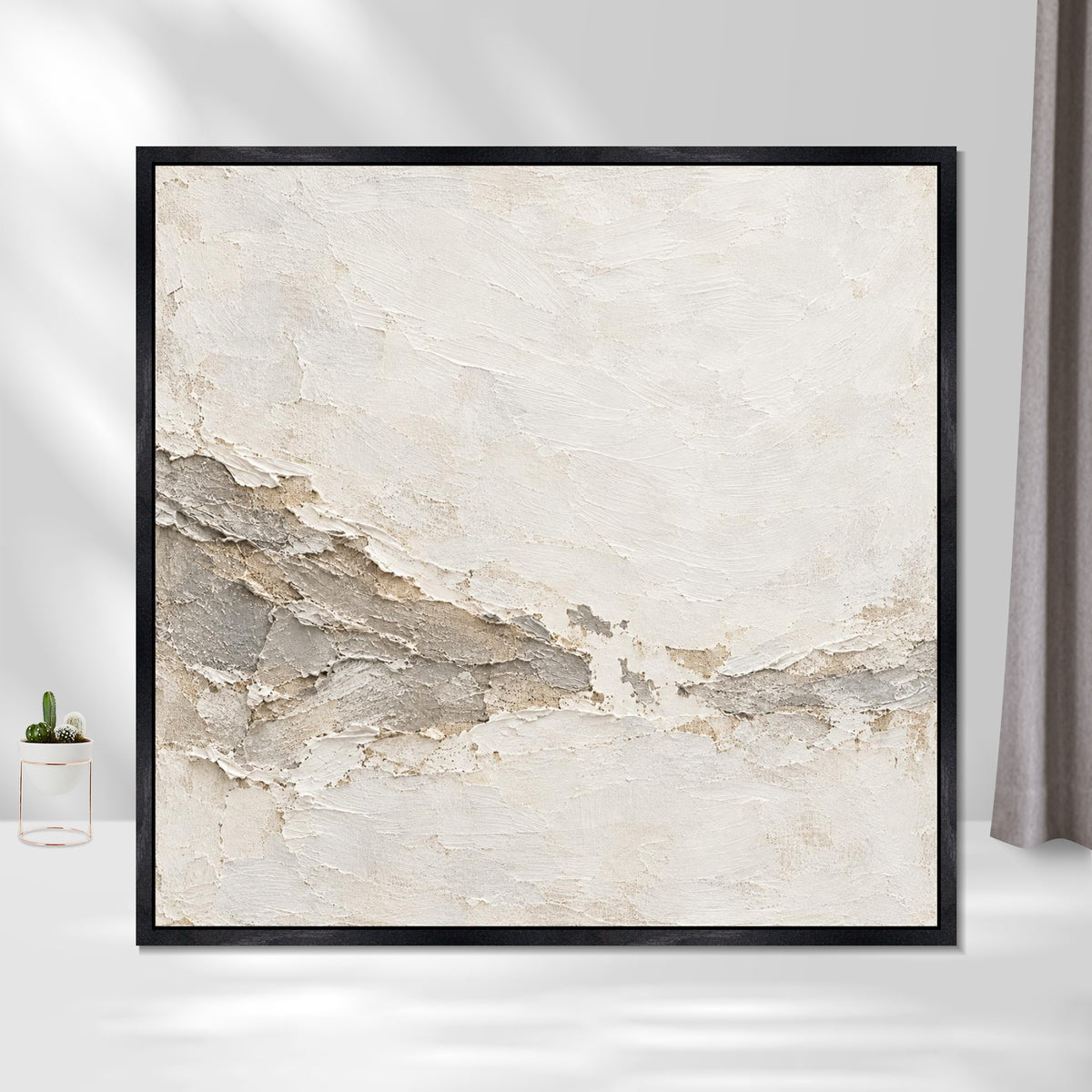 INVIN ART Framed Canvas 100% Handpainted Oil Painting Chalk Tidemark Wall Art