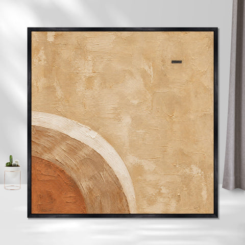 INVIN ART Framed Canvas 100% Handpainted Oil Painting Ochre Curves Wall Art