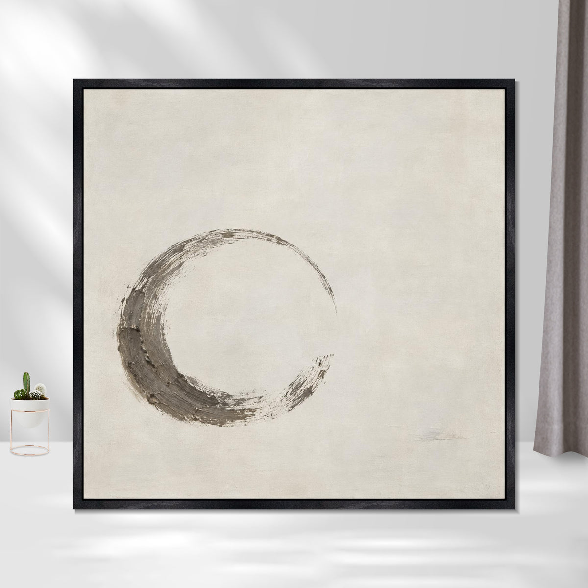 INVIN ART Framed Canvas 100% Handpainted Oil Painting Unfinished Circle Wall Art