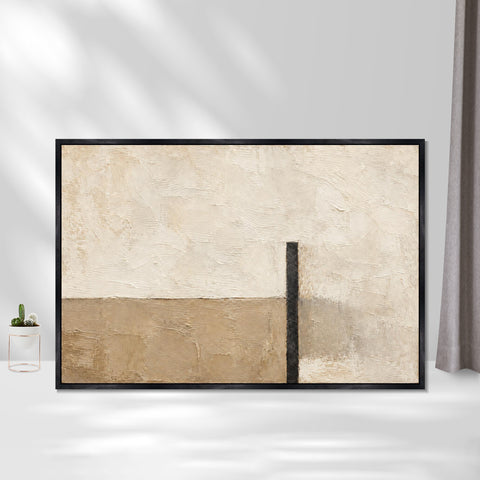 INVIN ART Framed Canvas 100% Handpainted Oil Painting Black Pillar at the Horizon Wall Art