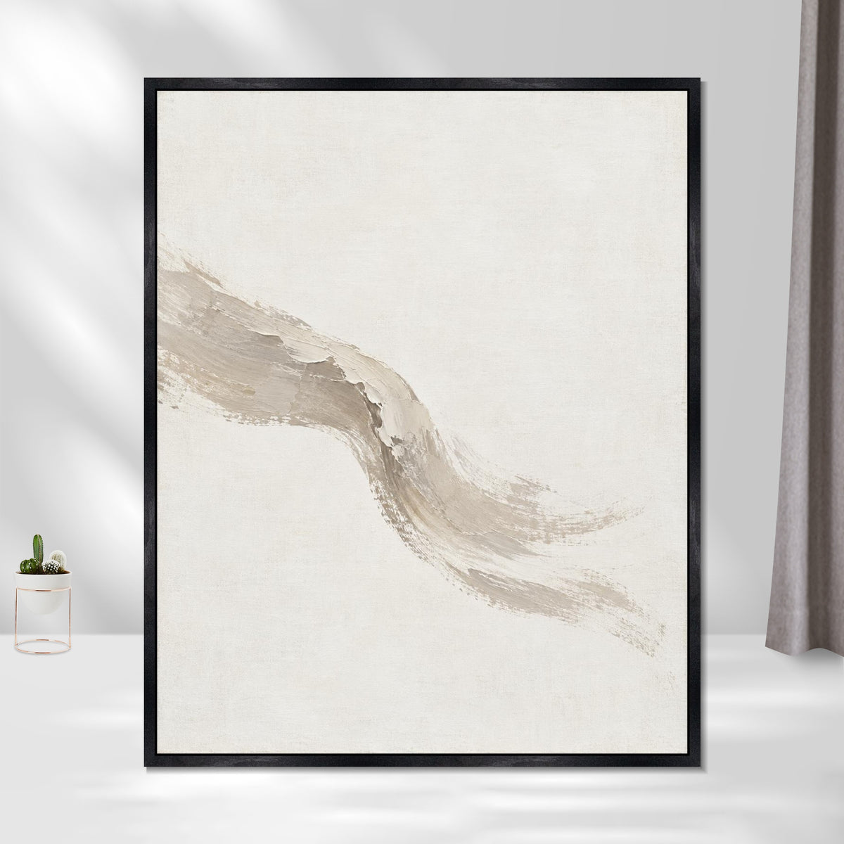 INVIN ART Framed Canvas 100% Handpainted Oil Painting Wind Across Linen Wall Art