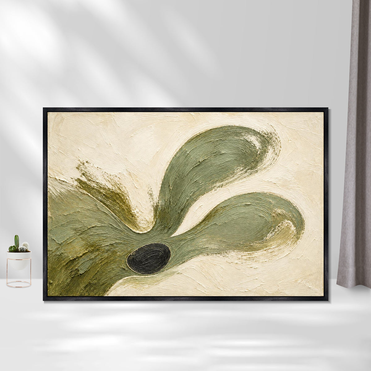 INVIN ART Framed Canvas 100% Handpainted Oil Painting Olive Petal Flow Wall Art