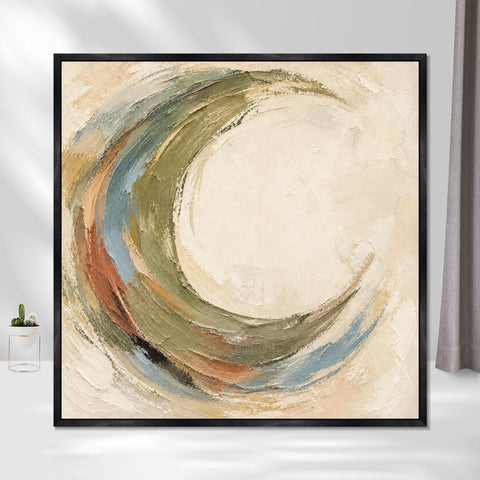 INVIN ART Framed Canvas 100% Handpainted Oil Painting Circular Current Wall Art