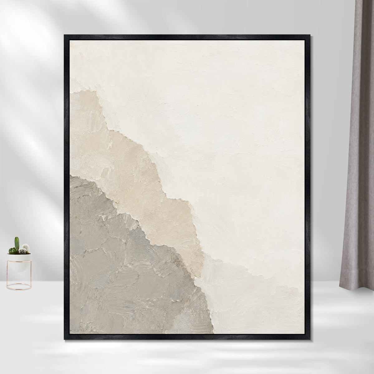 INVIN ART Framed Canvas 100% Handpainted Oil Painting Seams of Old Paper Wall Art