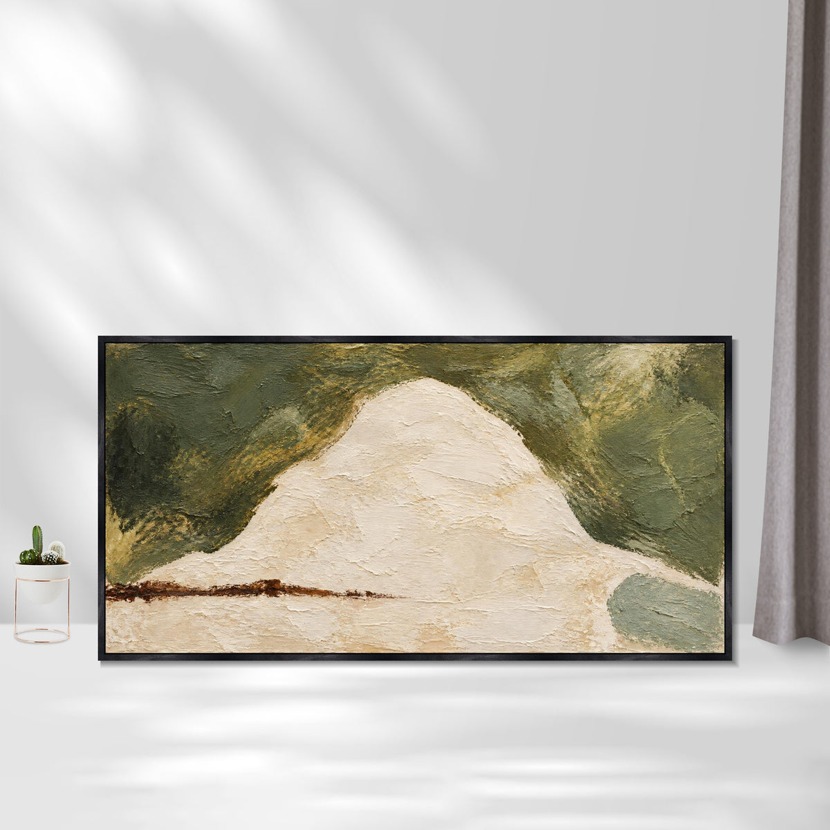 INVIN ART Framed Canvas 100% Handpainted Oil Painting Pale Hill Wall Art