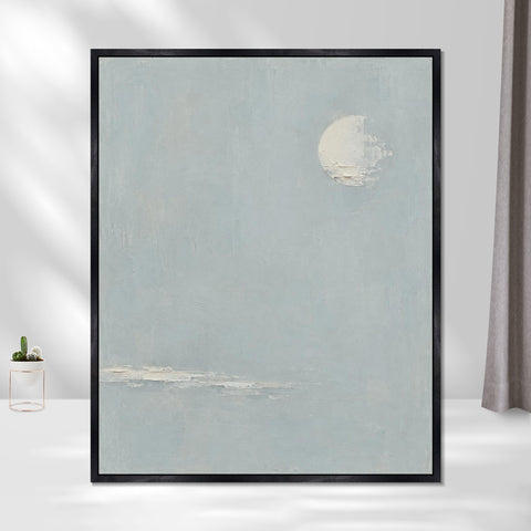 INVIN ART Framed Canvas 100% Handpainted Oil Painting Moon Above the Shallows Wall Art