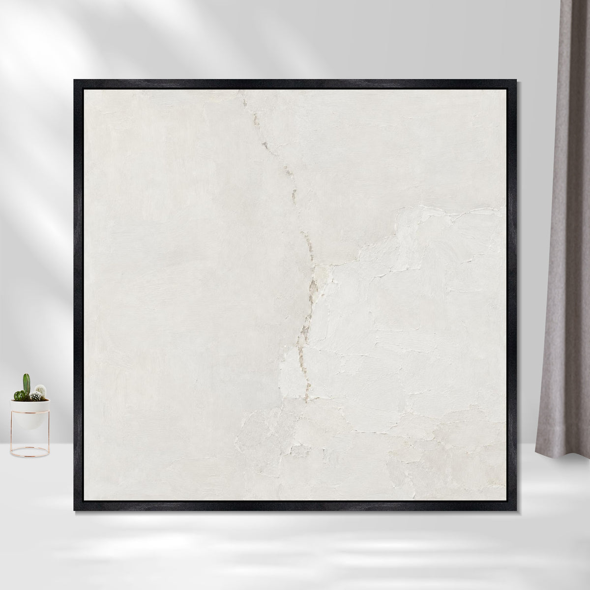INVIN ART Framed Canvas 100% Handpainted Oil Painting Mended White Wall Art