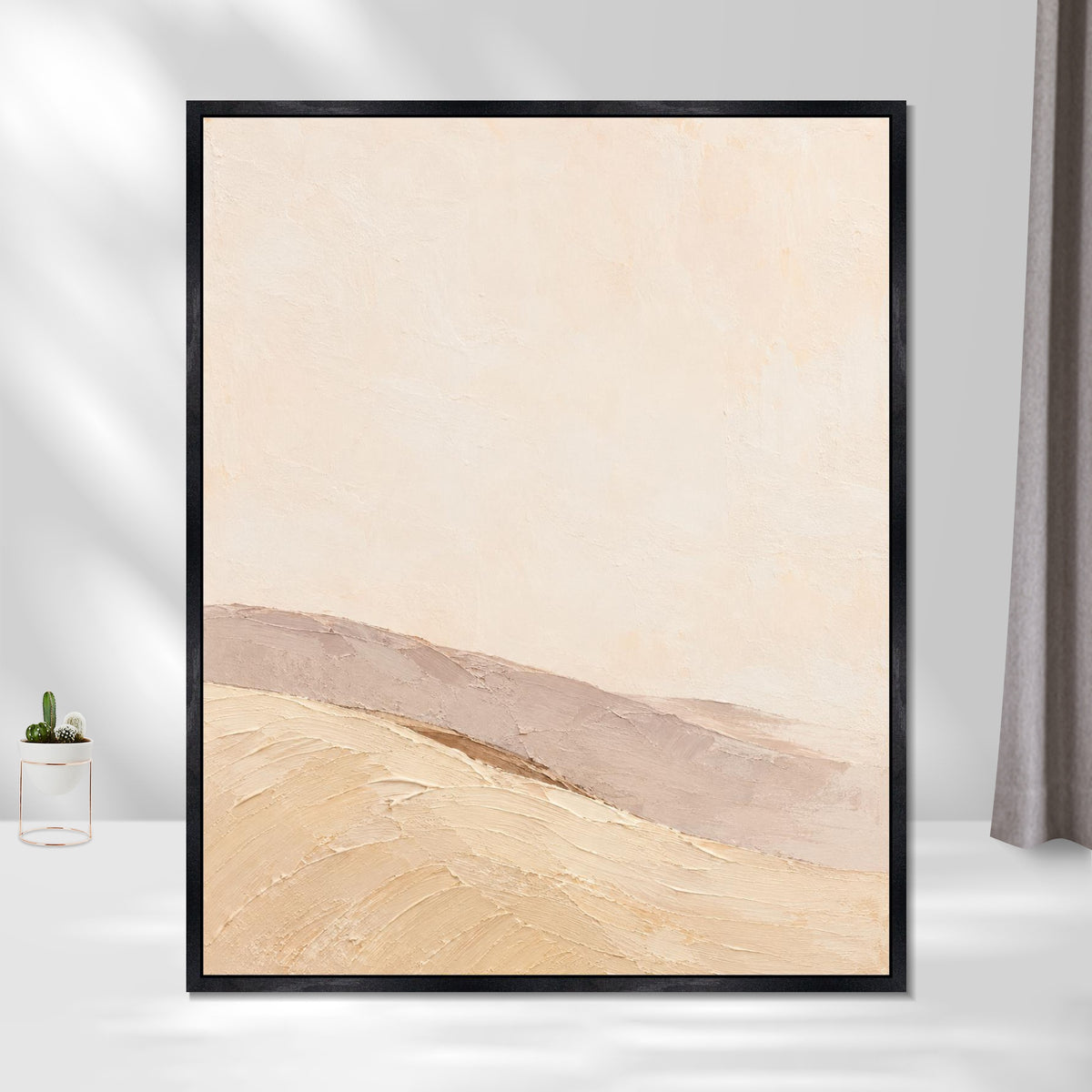 INVIN ART Framed Canvas 100% Handpainted Oil Painting Turning Dunes Wall Art