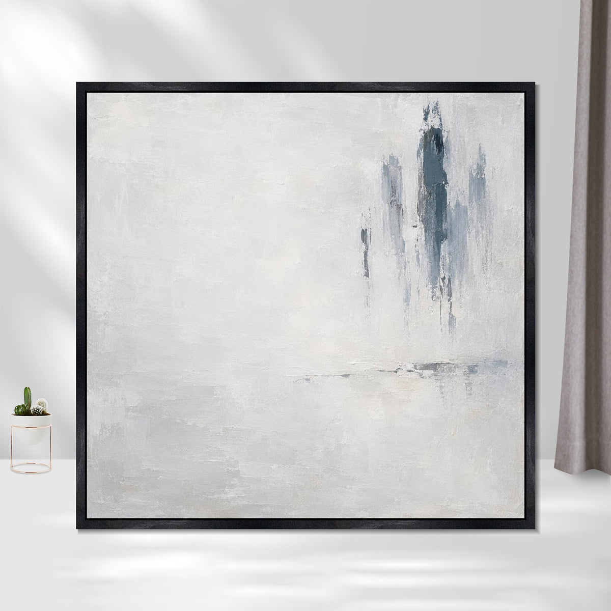 INVIN ART Framed Canvas 100% Handpainted Oil Painting Distant Rain Wall Art