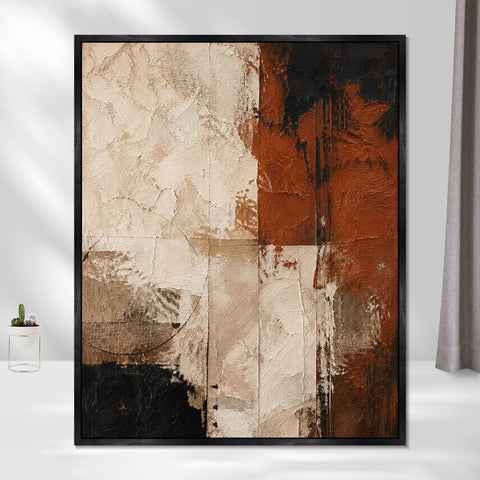 INVIN ART Framed Canvas 100% Handpainted Oil Painting Rust on a Weathered Wall Wall Art