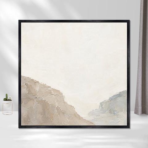INVIN ART Framed Canvas 100% Handpainted Oil Painting Two Sides of an Empty Valley Wall Art