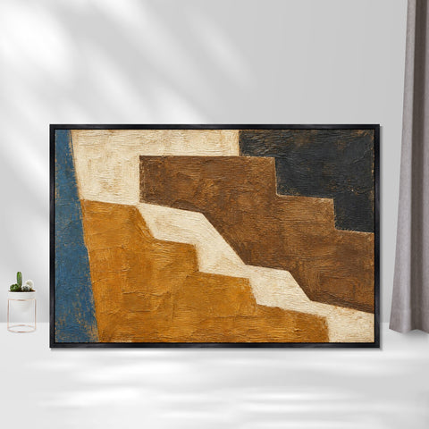 INVIN ART Framed Canvas 100% Handpainted Oil Painting Ochre Terraces Wall Art
