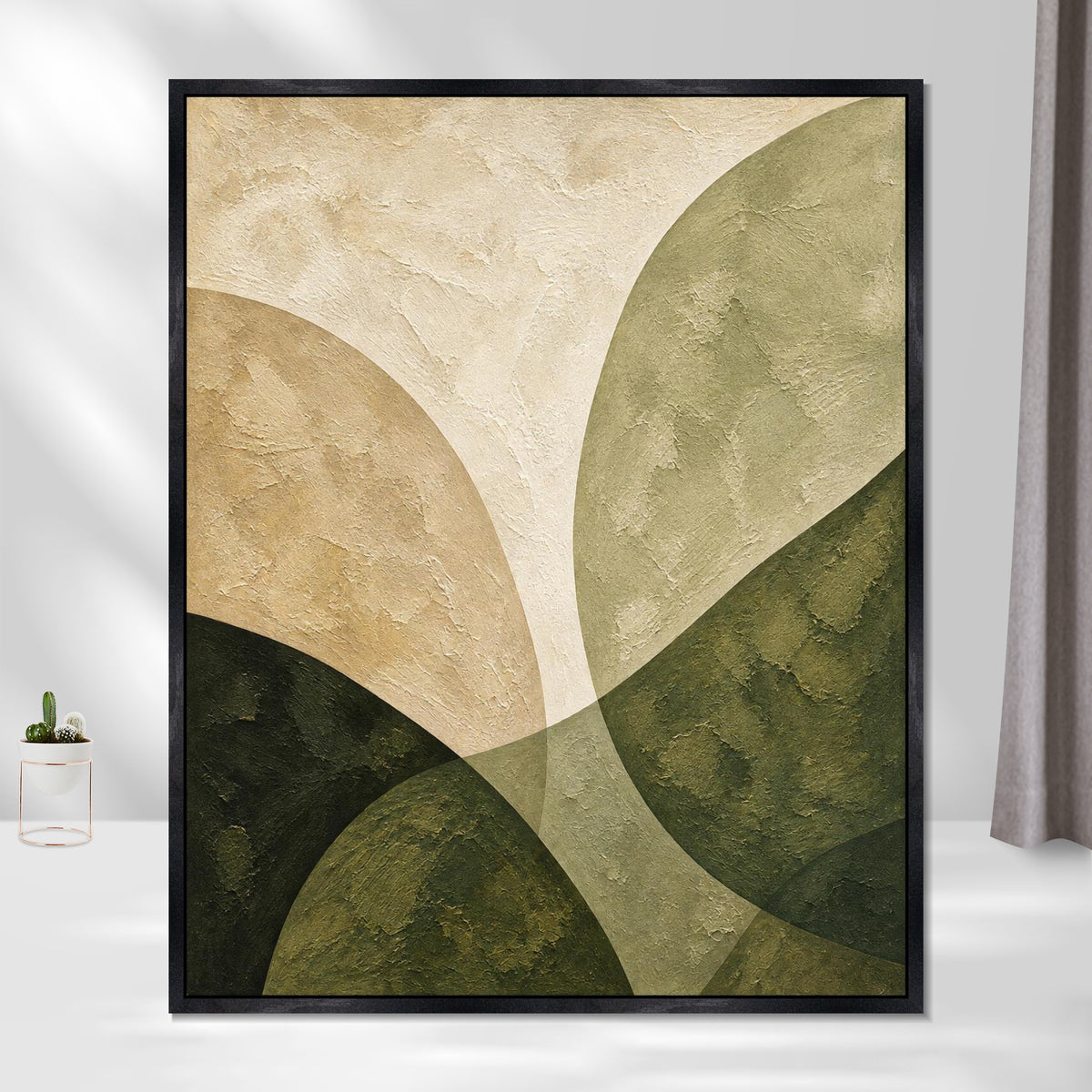 INVIN ART Framed Canvas 100% Handpainted Oil Painting Leaf-Shaped Color Fields Wall Art