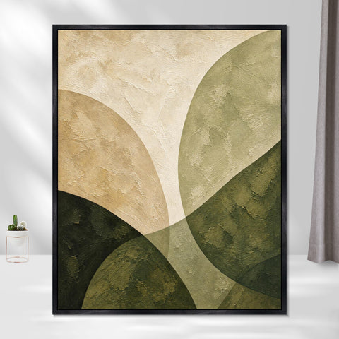 INVIN ART Framed Canvas 100% Handpainted Oil Painting Leaf-Shaped Color Fields Wall Art