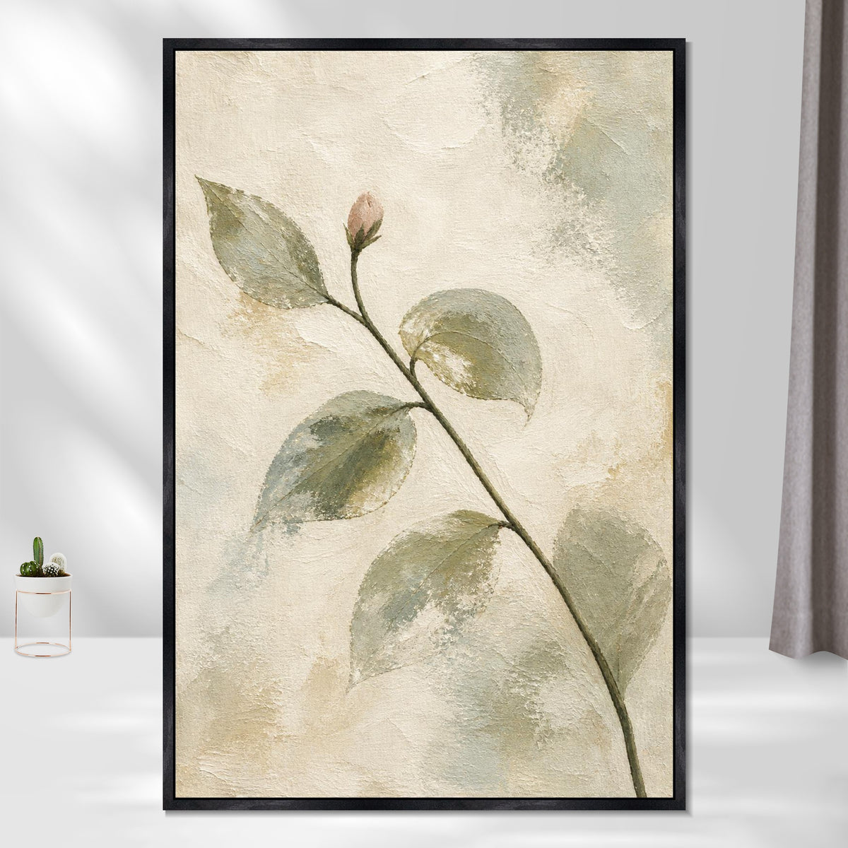 INVIN ART Framed Canvas 100% Handpainted Oil Painting First Bud on the Branch Wall Art