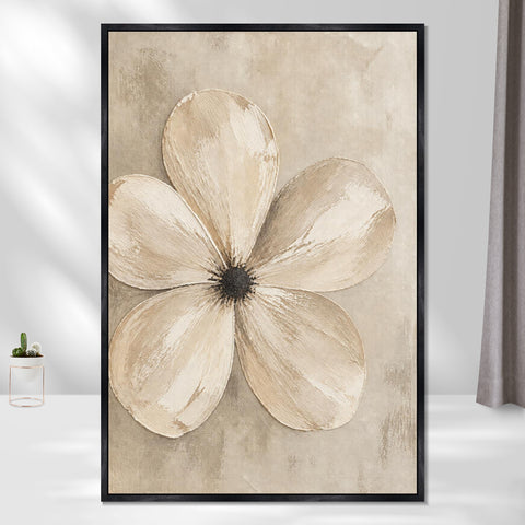 INVIN ART Framed Canvas 100% Handpainted Oil Painting Five Pale Petals Wall Art