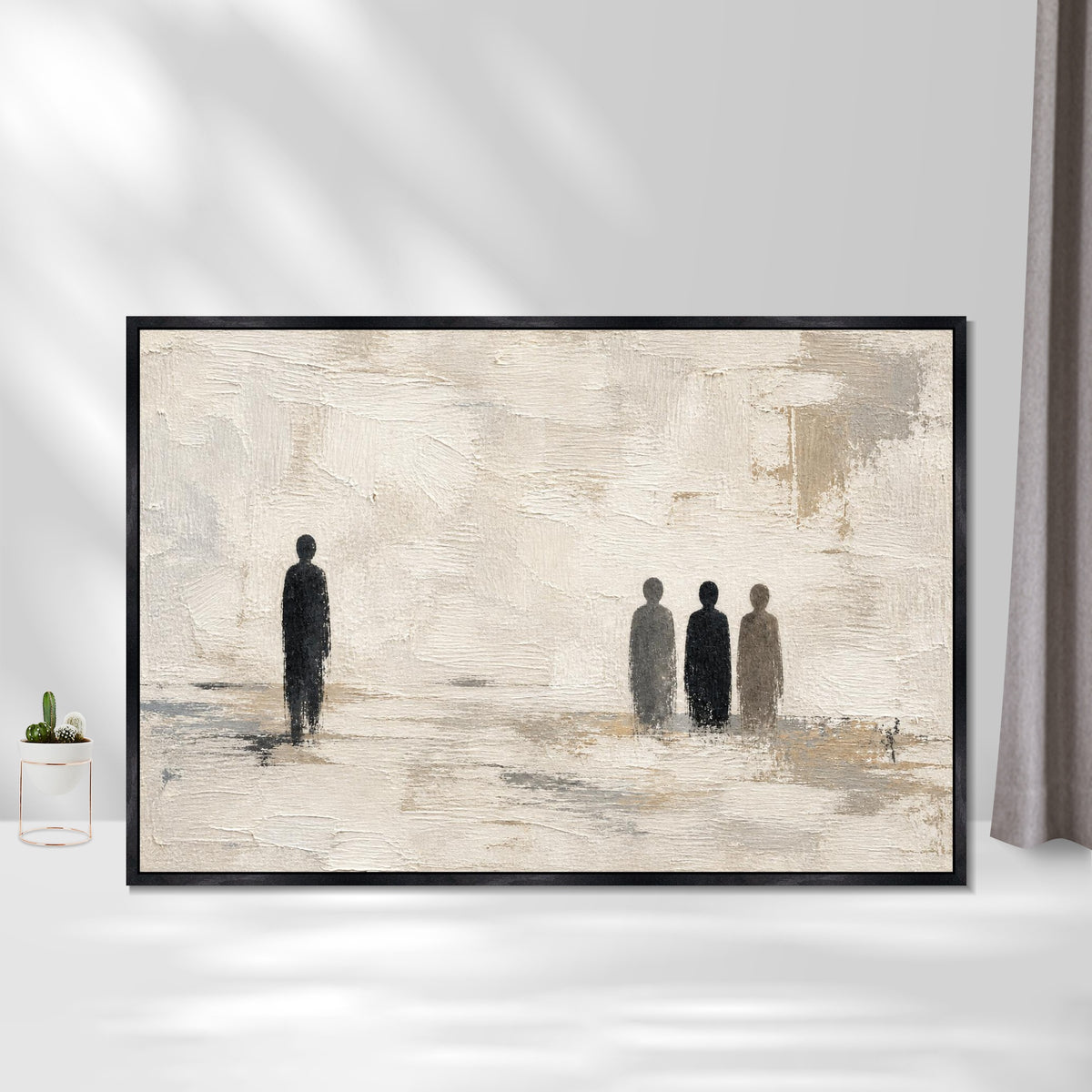 INVIN ART Framed Canvas 100% Handpainted Oil Painting Near and Far Wall Art